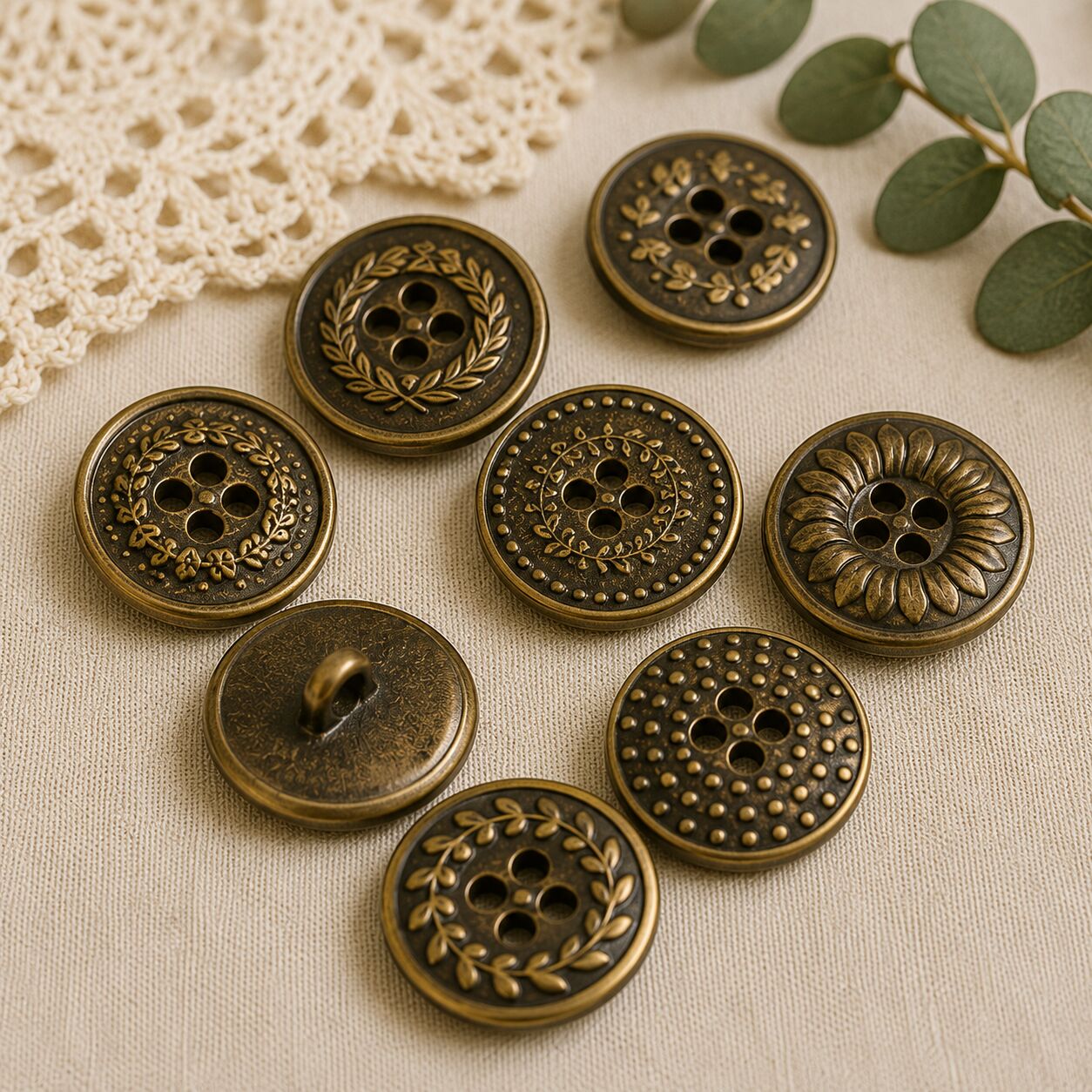 Vintage Brass Button Set